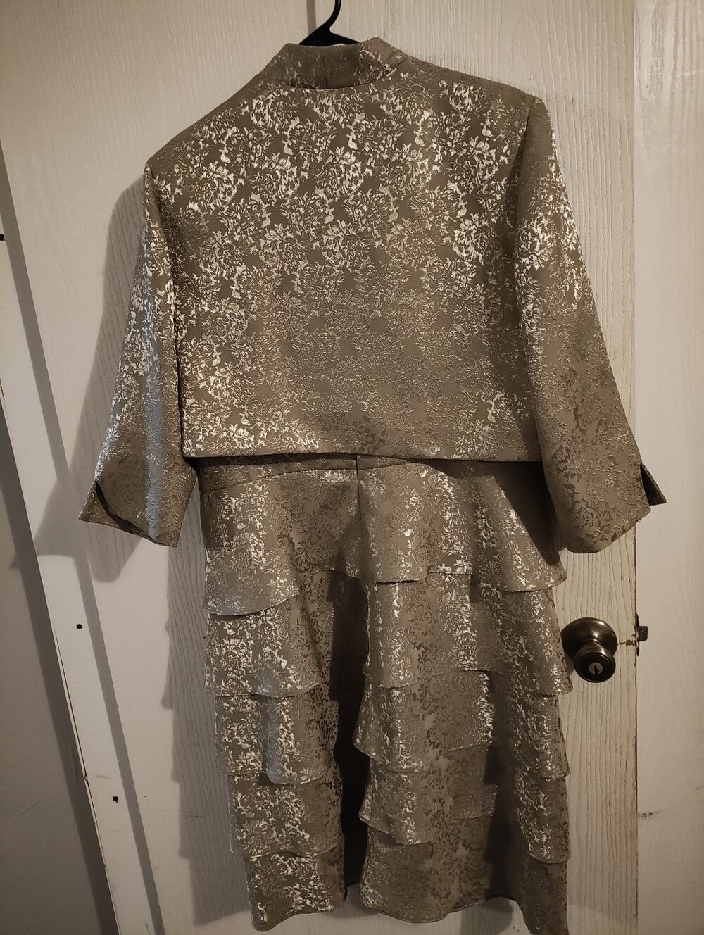 R&M Richards Gold Metallic Brocade Dress & Jacket - Picture 2 of 5